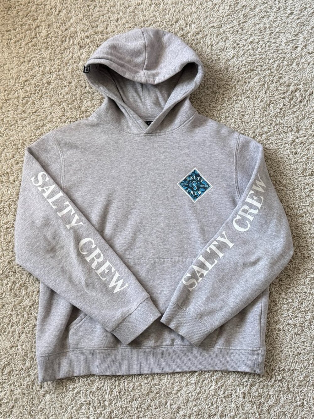 Salty Crew Boys Hoodie Sweatshirt Heather Gray Size XL